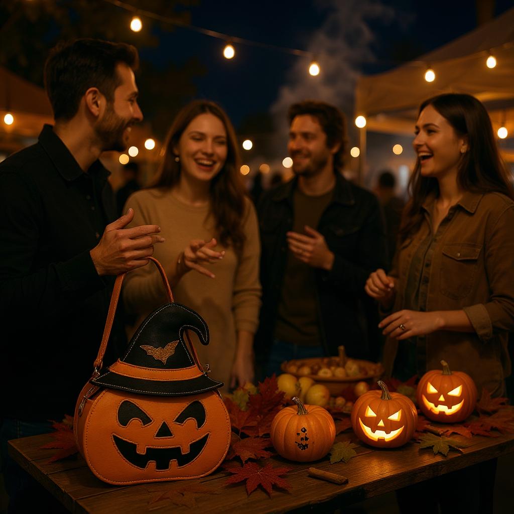 Witchy Grin Pumpkin Crossbody Bag