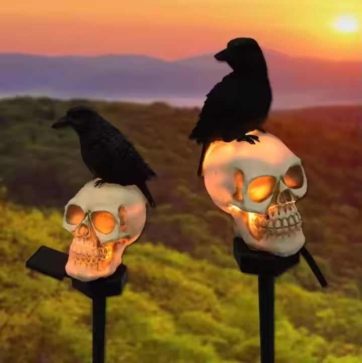 Water Resistant Crow Skull Solar light