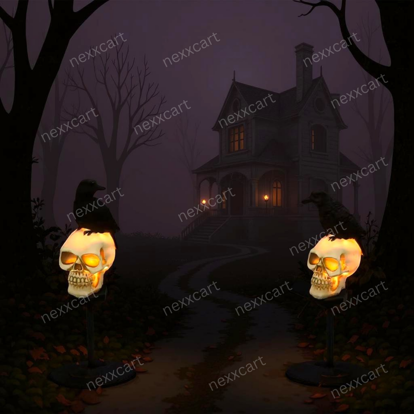 Water Resistant Crow Skull Solar light