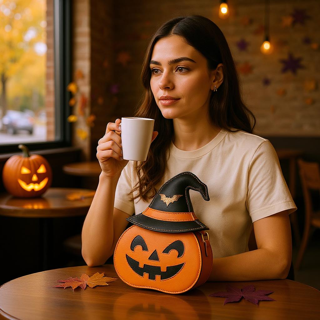 Witchy Grin Pumpkin Crossbody Bag